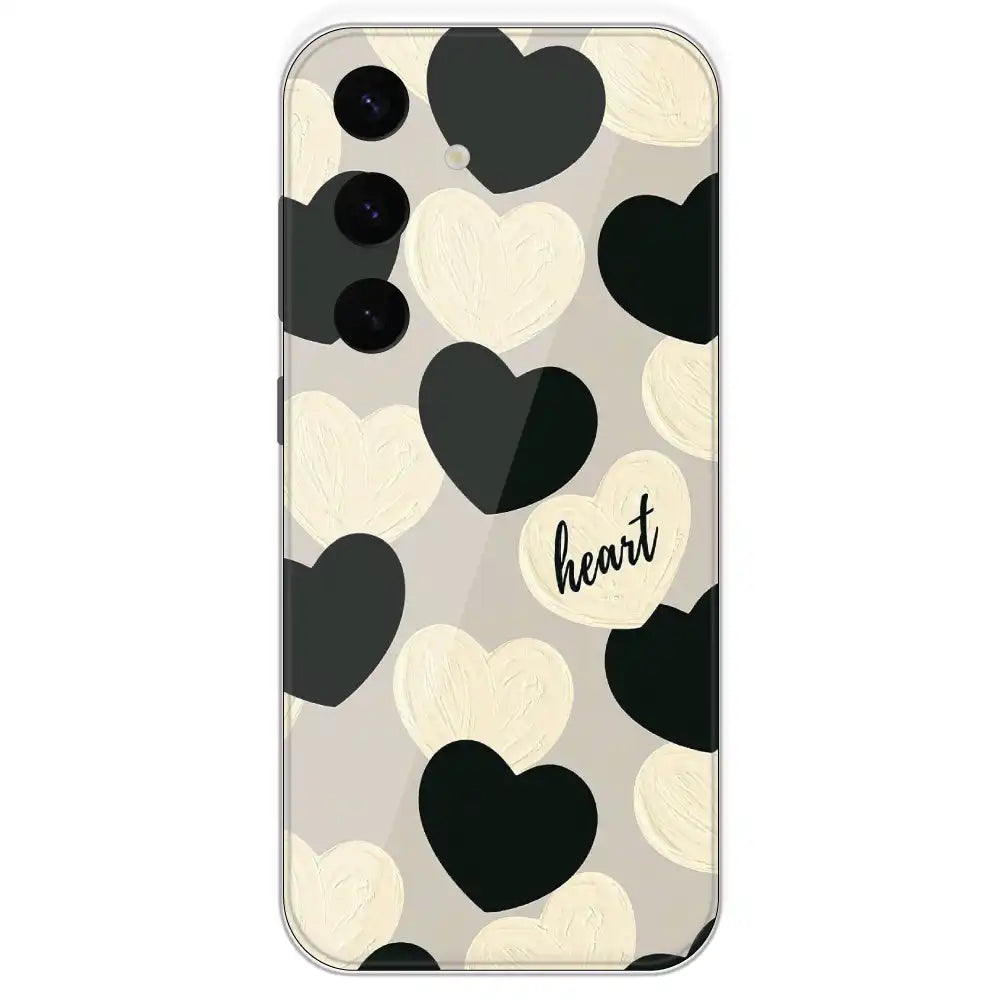 Black And White Heart - Printed Silicone Case For Samsung Galaxy S24 Plus