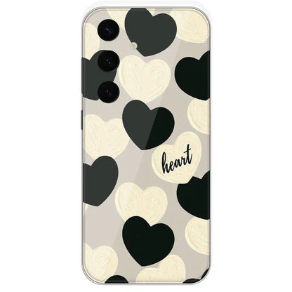 Black And White Heart - Printed Silicone Case For Samsung Galaxy S24 Plus