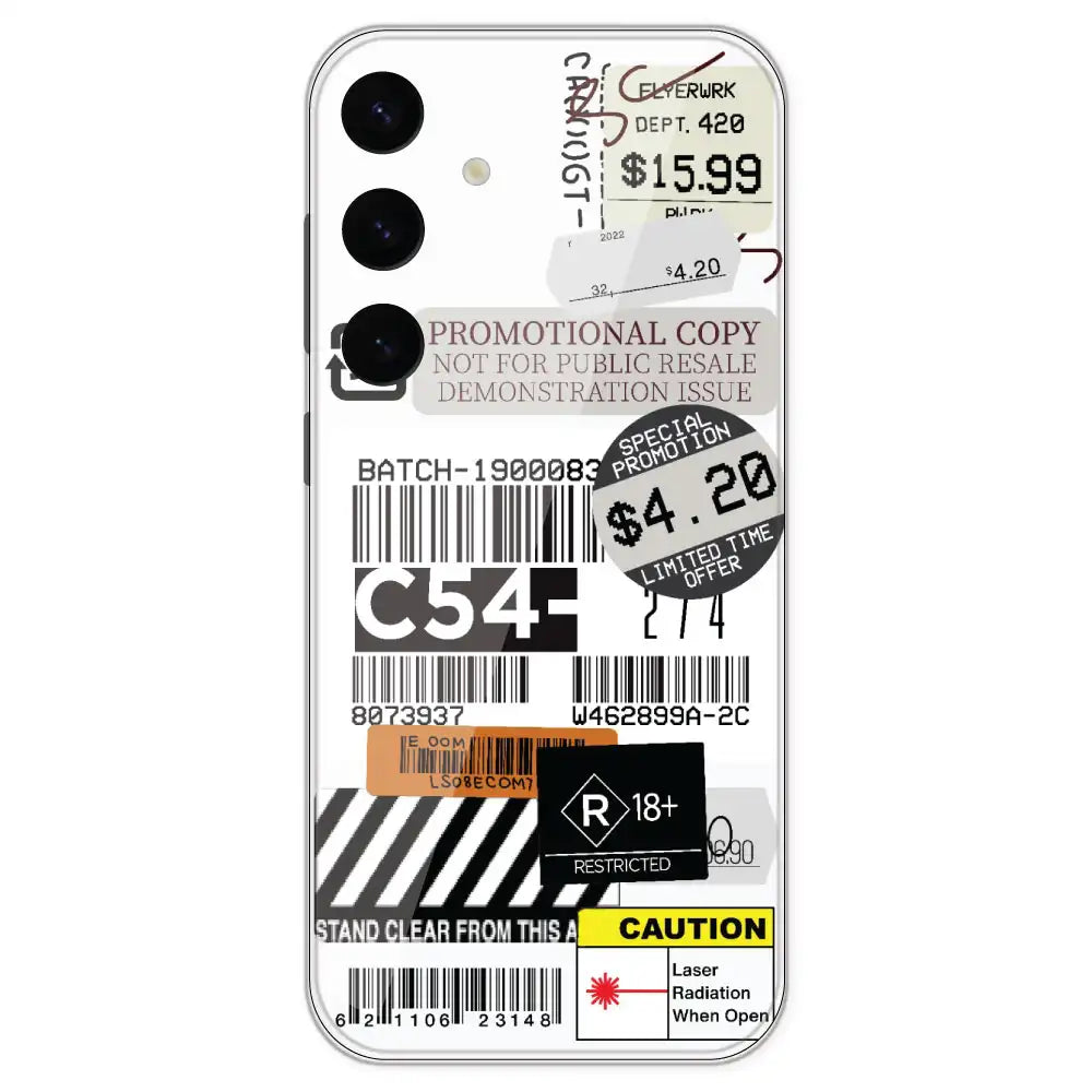 Labels - Clear Printed Silicone Case For Samsung Galaxy S24 Plus