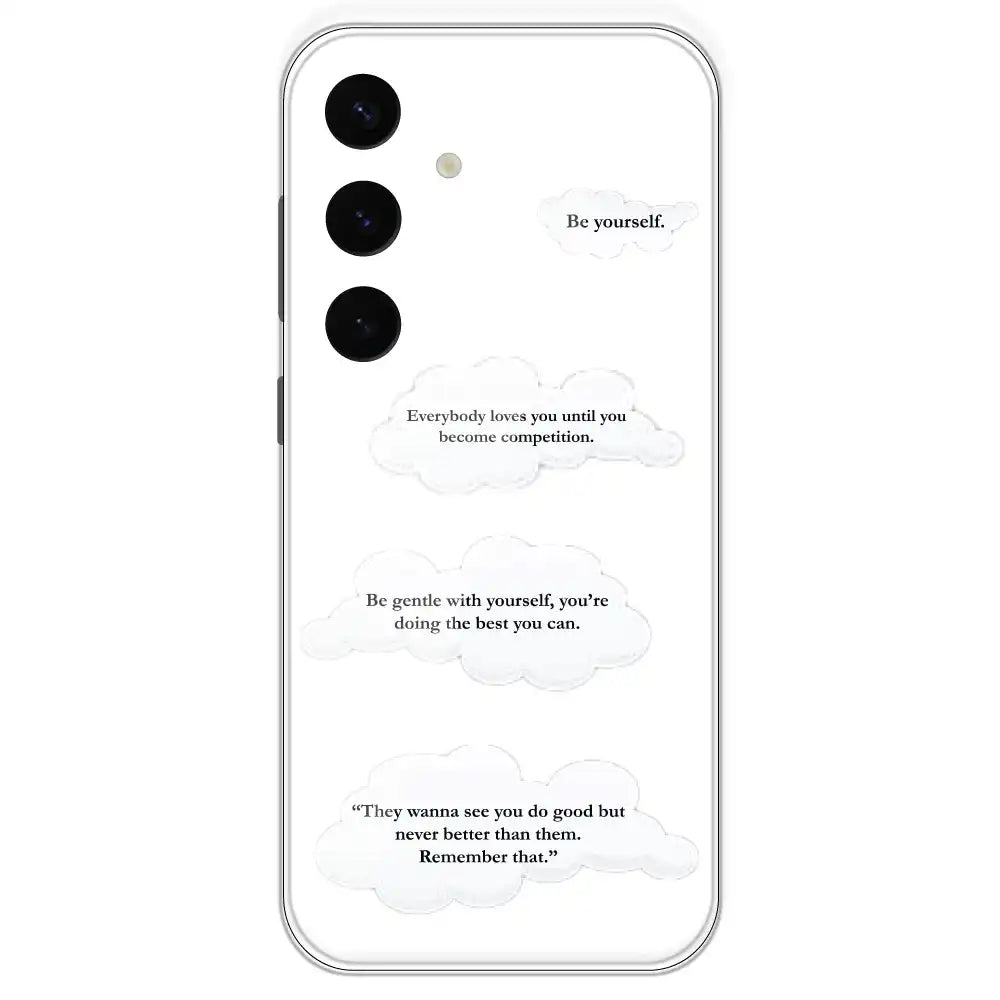 Quotes And Clouds - Clear Printed Silicone Case For Samsung Galaxy S24 Plus