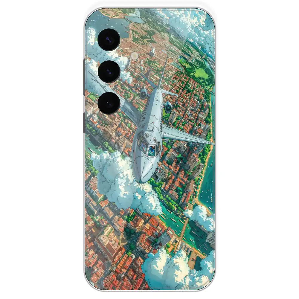 Flying Over City - Printed Silicone Case For Samsung Galaxy S24 Plus