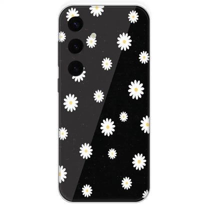 White And Black Flower - Printed Silicone Case For Samsung Galaxy S24 Plus