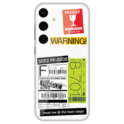 Fragile Labels - Clear Printed Silicone Case For Samsung Galaxy S24 Plus