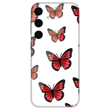 Red Butterfly - Clear Printed Silicone Case For Samsung Galaxy S24 Plus