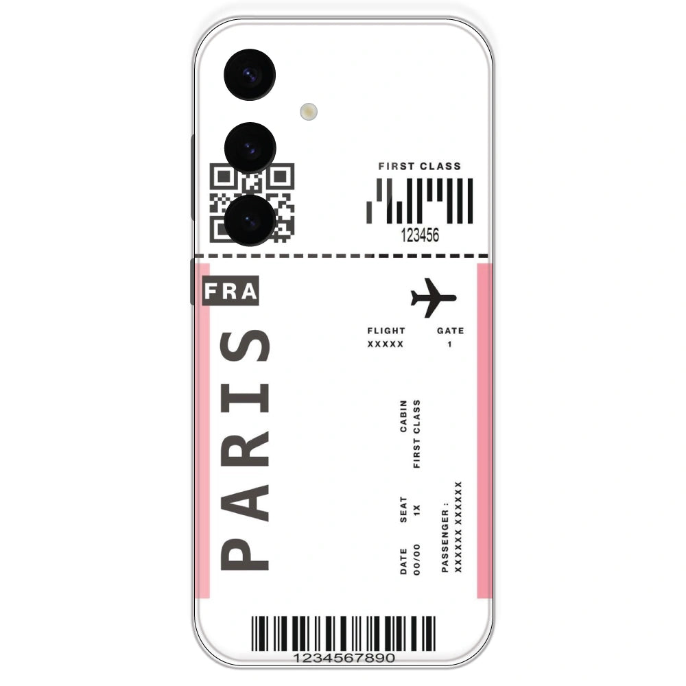 Paris Ticket - Clear Printed Silicone Case For Samsung Galaxy S24 Plus