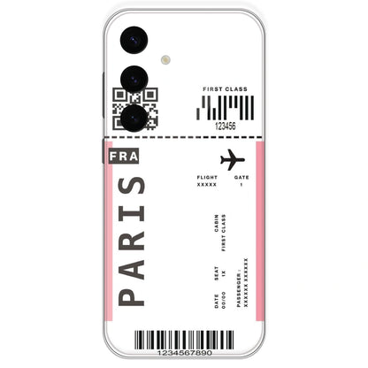 Paris Ticket - Clear Printed Silicone Case For Samsung Galaxy S24 Plus