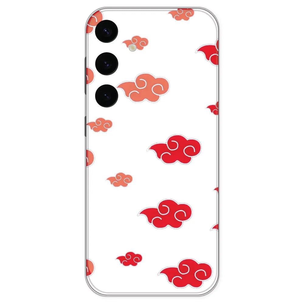 Red Clouds - Clear Printed Silicone Case For Samsung Galaxy S24 Plus