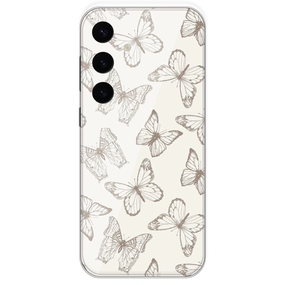 White Butterflies - Printed Silicone Case For Samsung Galaxy S24 Plus