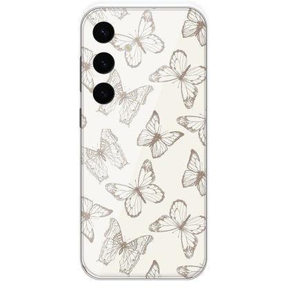 White Butterflies - Printed Silicone Case For Samsung Galaxy S24 Plus