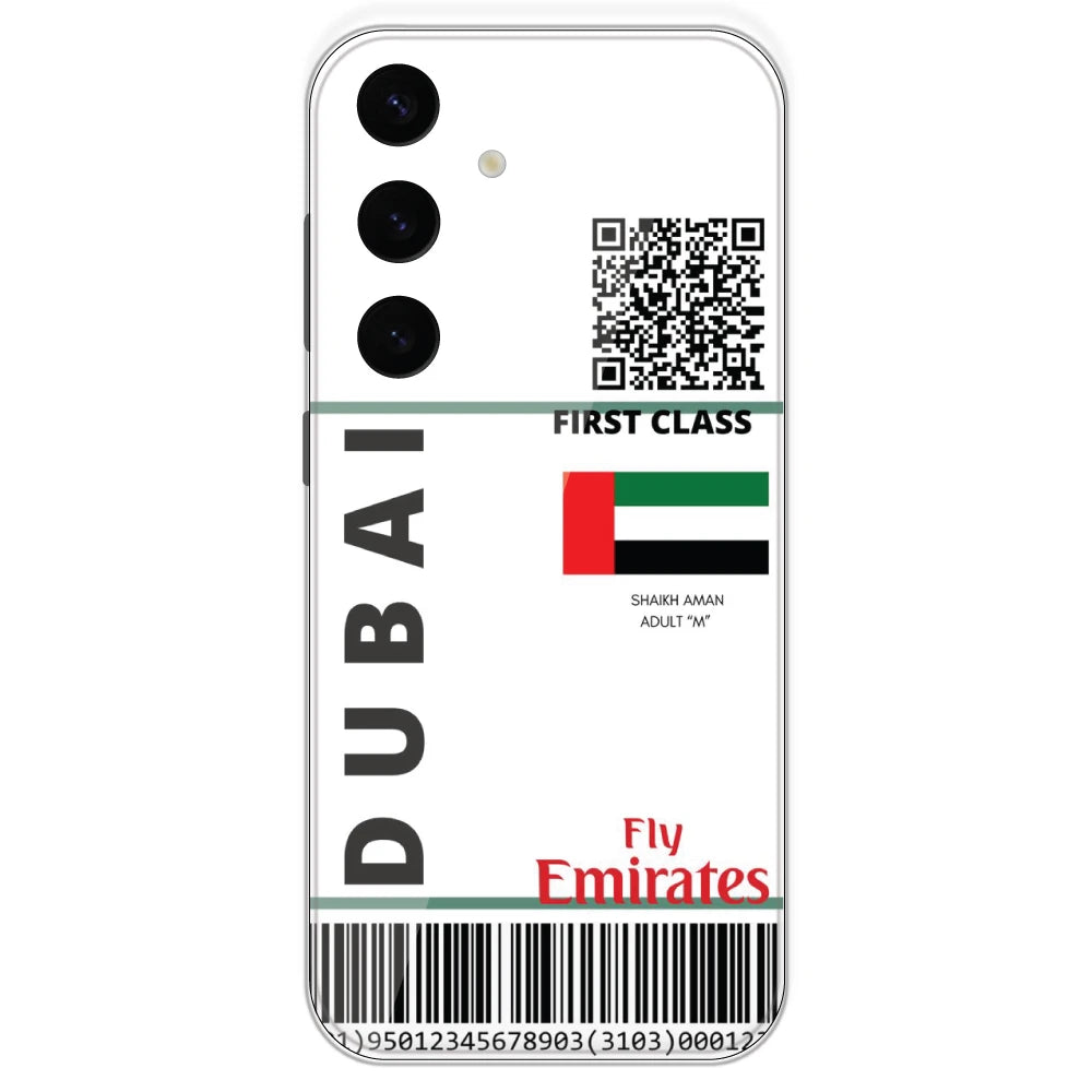 Dubai Ticket - Clear Printed Silicone Case For Samsung Galaxy S24 Plus