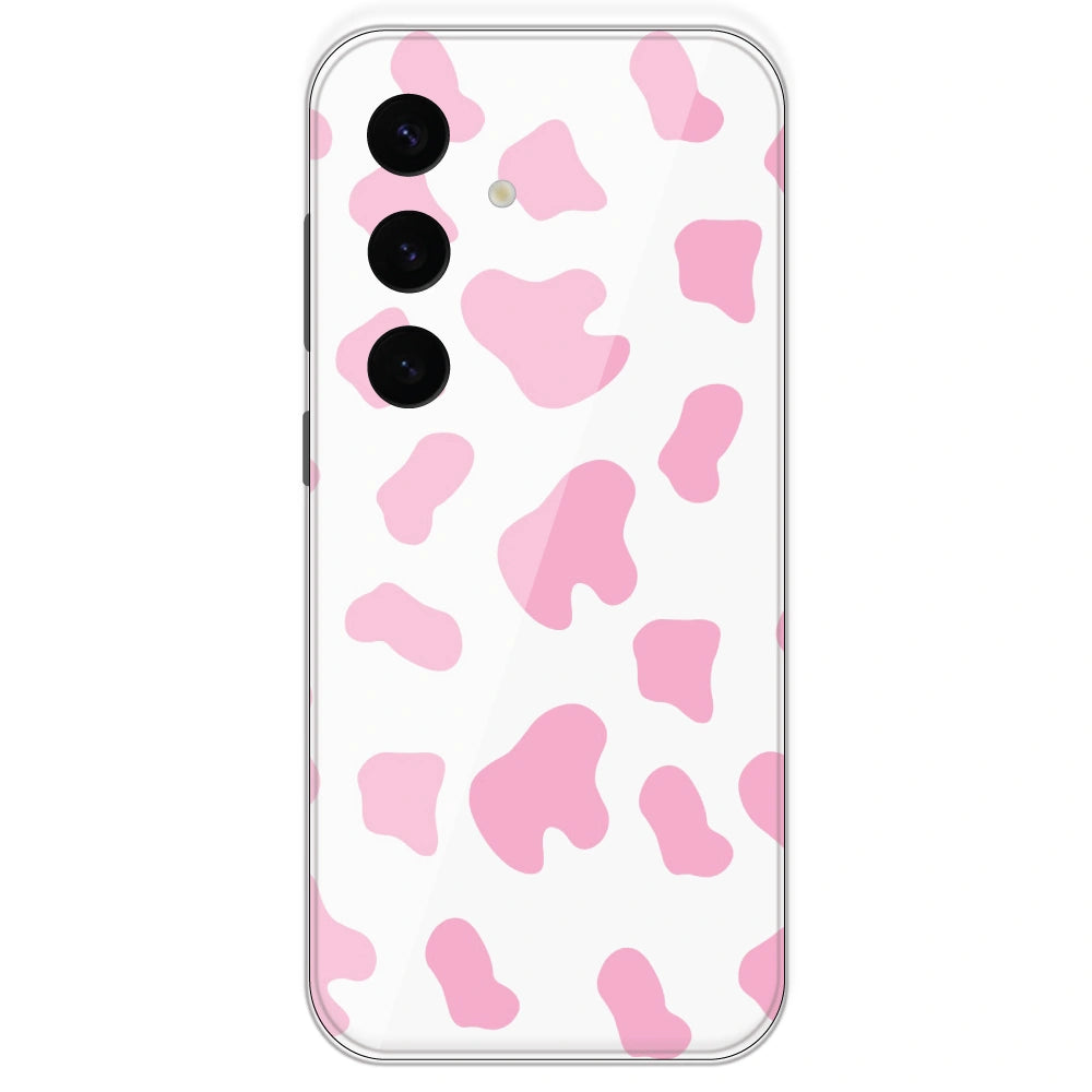 Pink Cow Print - Clear Printed Silicone Case For Samsung Galaxy S24 Plus