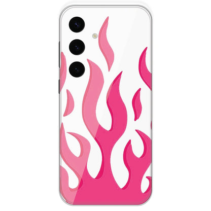 Pink Flames - Clear Printed Silicone Case For Samsung Galaxy S24 Plus