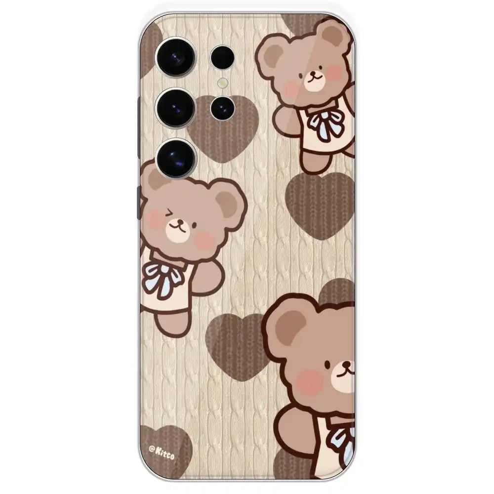 Teddy Heart - Printed Silicone Case For Samsung Galaxy S24 Ultra