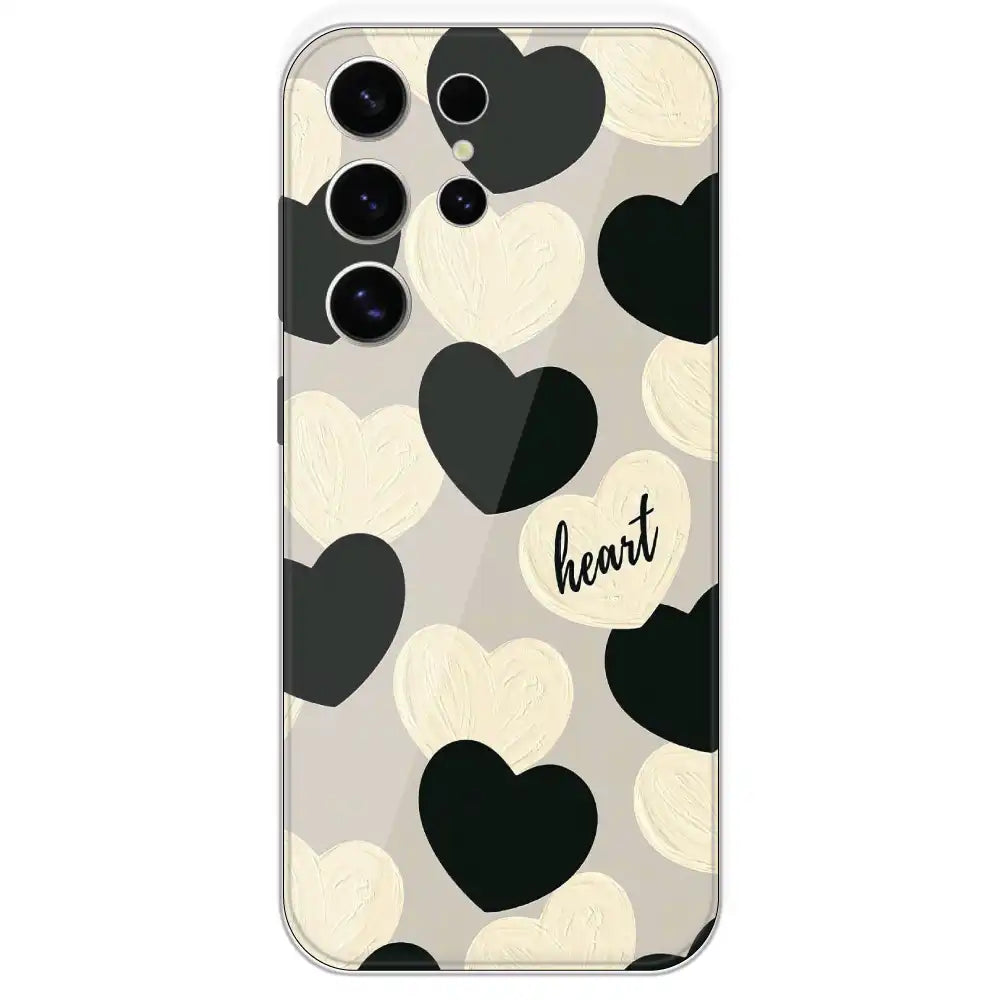 Black And White Heart - Printed Silicone Case For Samsung Galaxy S24 Ultra