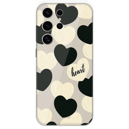 Black And White Heart - Printed Silicone Case For Samsung Galaxy S24 Ultra