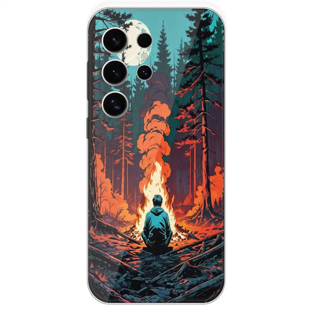 Boy With Camp Fire - Printed Silicone Case For Samsung Galaxy S24 Ultra