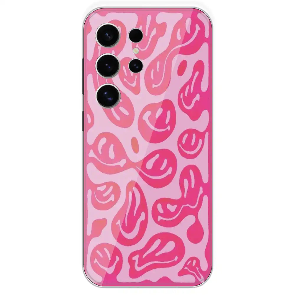 Pink Smilies - Printed Silicone Case For Samsung Galaxy S24 Ultra