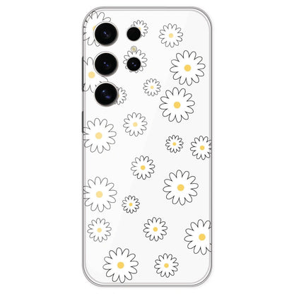 White Flowers - Clear Printed Silicone Case For Samsung Galaxy S24 Ultra