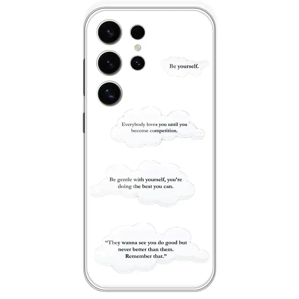 Quotes And Clouds - Clear Printed Silicone Case For Samsung Galaxy S24 Ultra