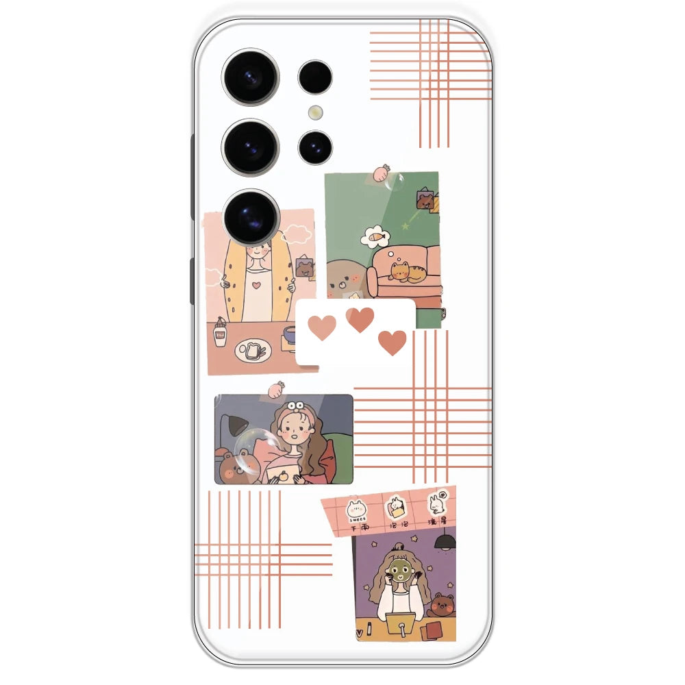 Cute Girl Collage - Clear Printed Silicone Case For Samsung Galaxy S24 Ultra