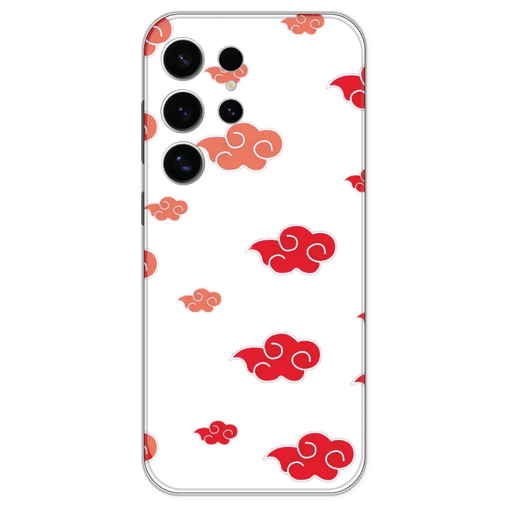 Red Clouds - Clear Printed Silicone Case For Samsung Galaxy S24 Ultra