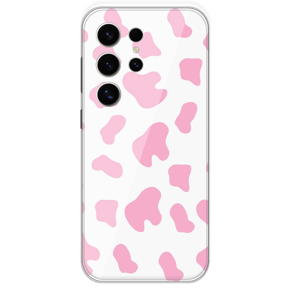 Pink Cow Print - Clear Printed Silicone Case For Samsung Galaxy S24 Ultra
