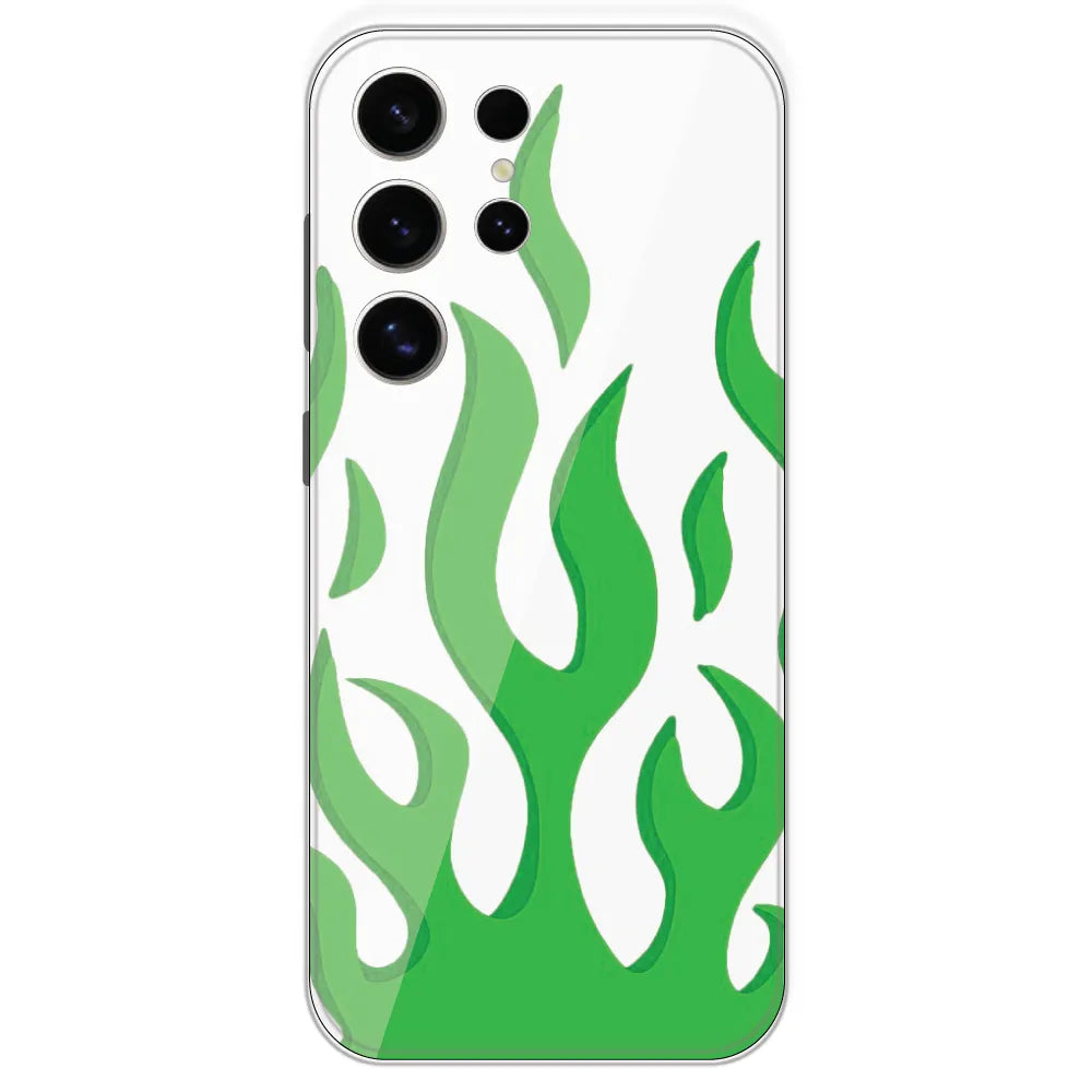 White Aesthetic Flame - Clear Printed Silicone Case For Samsung Galaxy S24 Ultra