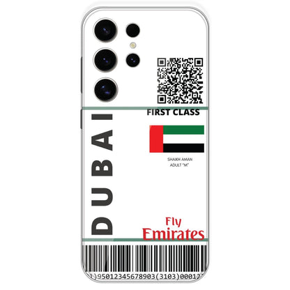 Dubai Ticket - Clear Printed Silicone Case For Samsung Galaxy S24 Ultra