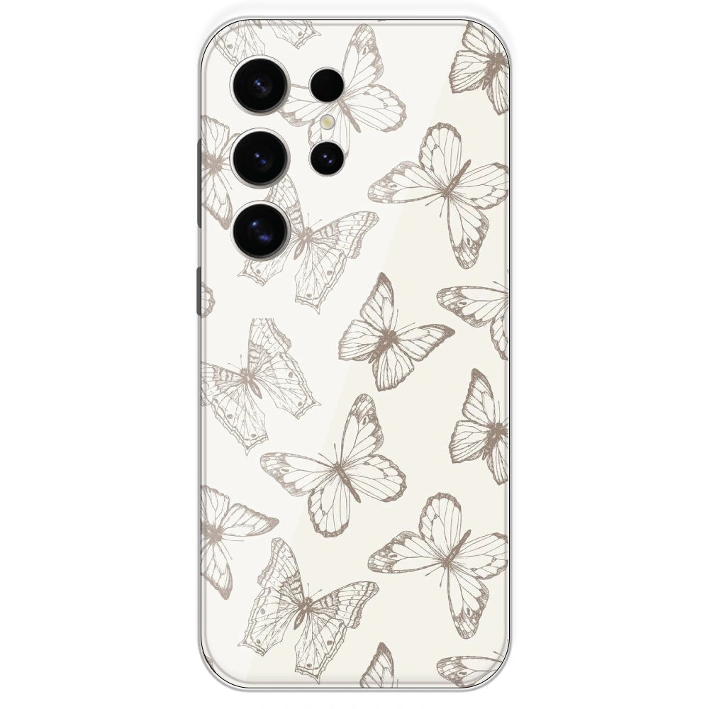White Butterflies - Printed Silicone Case For Samsung Galaxy S24 Ultra