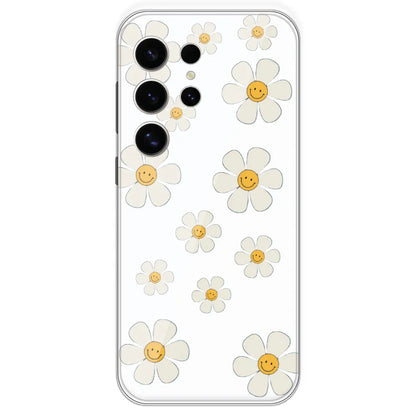 Smile Flowers - Clear Printed Silicone Case For Samsung Galaxy S24 Ultra