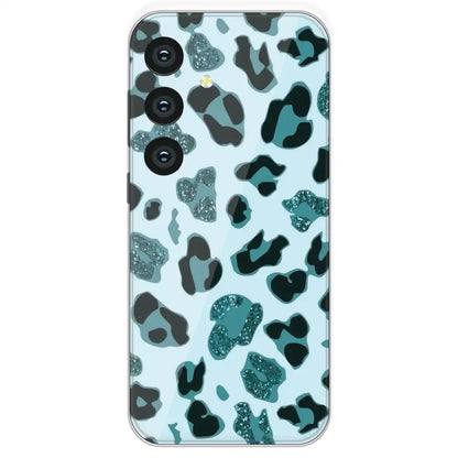 Blue Leopard Glitter Print - Printed Silicone Case For Samsung Galaxy S24