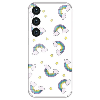 Rainbow With Clouds - Clear Printed Silicone Case For Samsung Galaxy S24