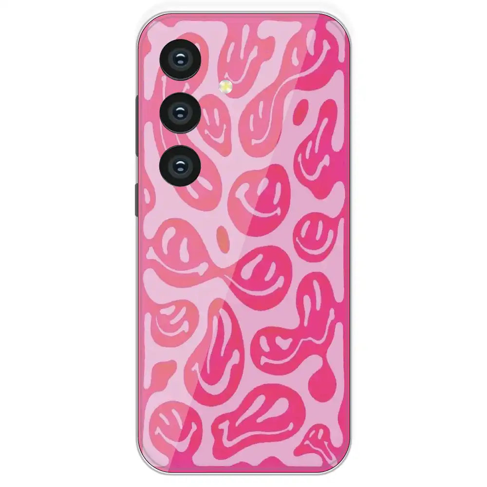 Pink Smilies - Printed Silicone Case For Samsung Galaxy S24