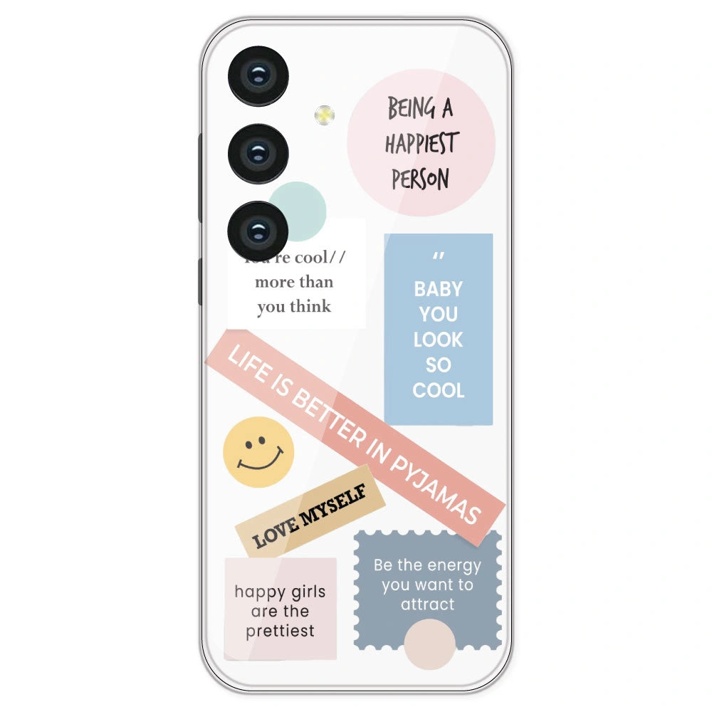 Be Happy - Clear Printed Silicone Case For Samsung Galaxy S24