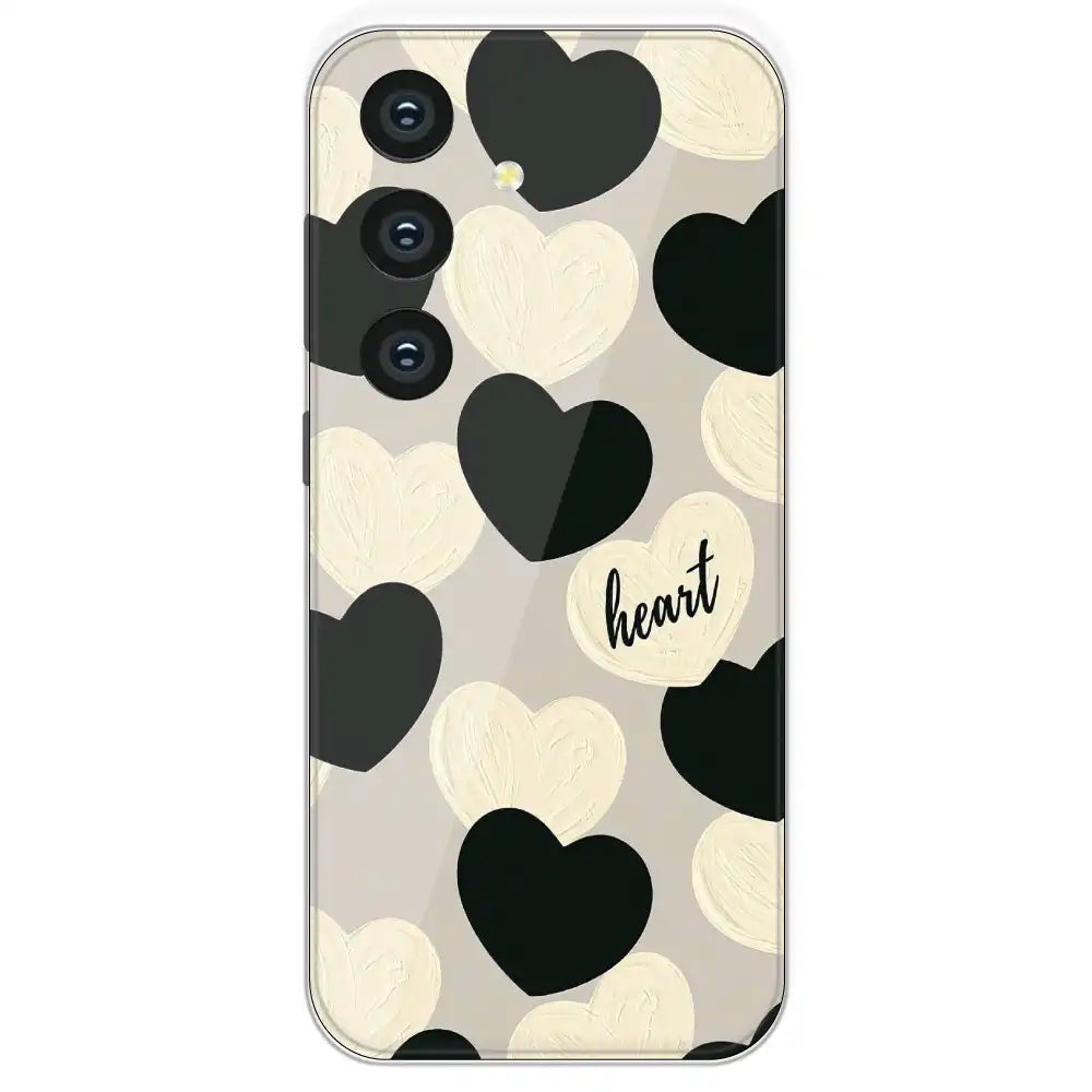 Black And White Heart - Printed Silicone Case For Samsung Galaxy S24