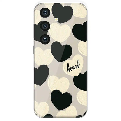 Black And White Heart - Printed Silicone Case For Samsung Galaxy S24