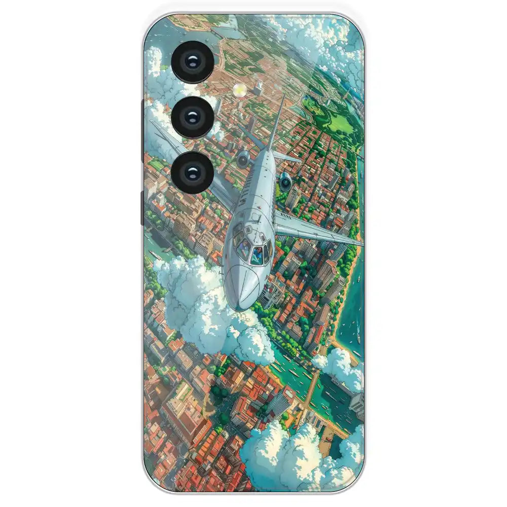 Flying Over City - Printed Silicone Case For Samsung Galaxy S24