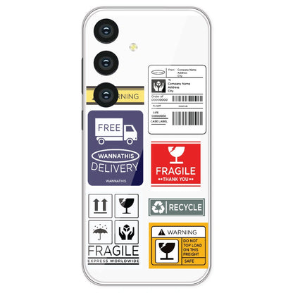 Caution Labels - Clear Printed Silicone Case For Samsung Galaxy S24