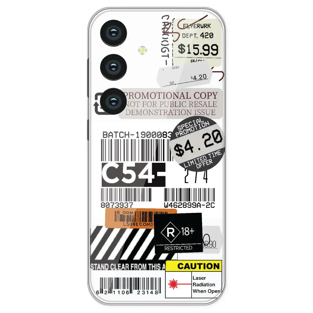 Labels - Clear Printed Silicone Case For Samsung Galaxy S24