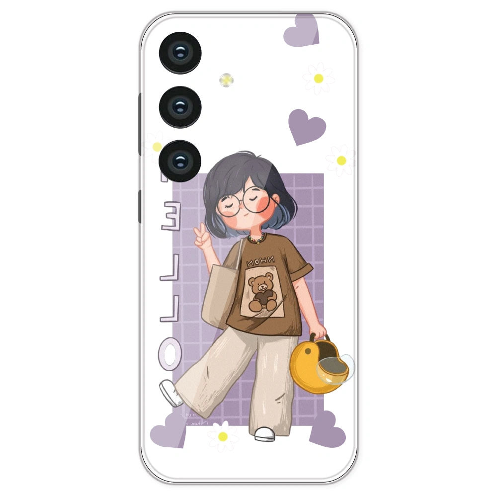 Introvert Girl - Clear Printed Silicone Case For Samsung Galaxy S24
