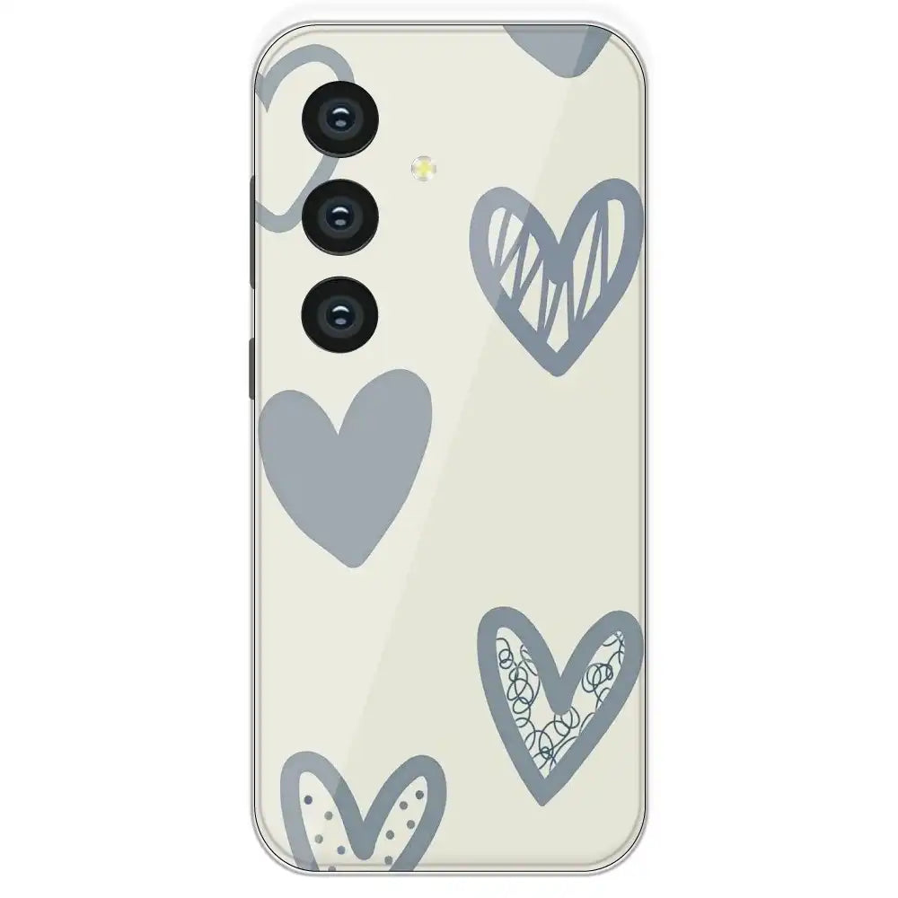 Light Blue Hearts - Printed Silicone Case For Samsung Galaxy S24