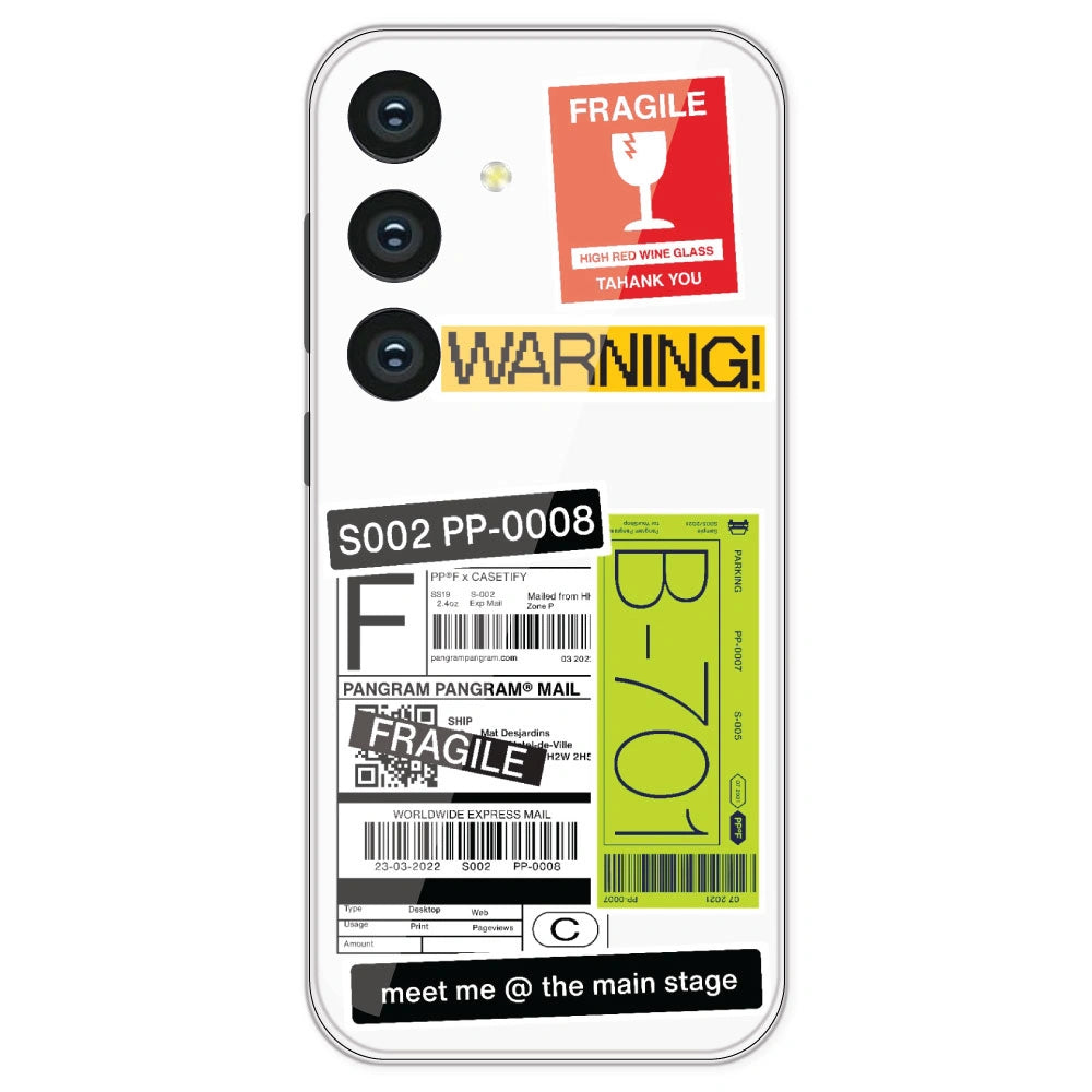 Fragile Labels - Clear Printed Silicone Case For Samsung Galaxy S24