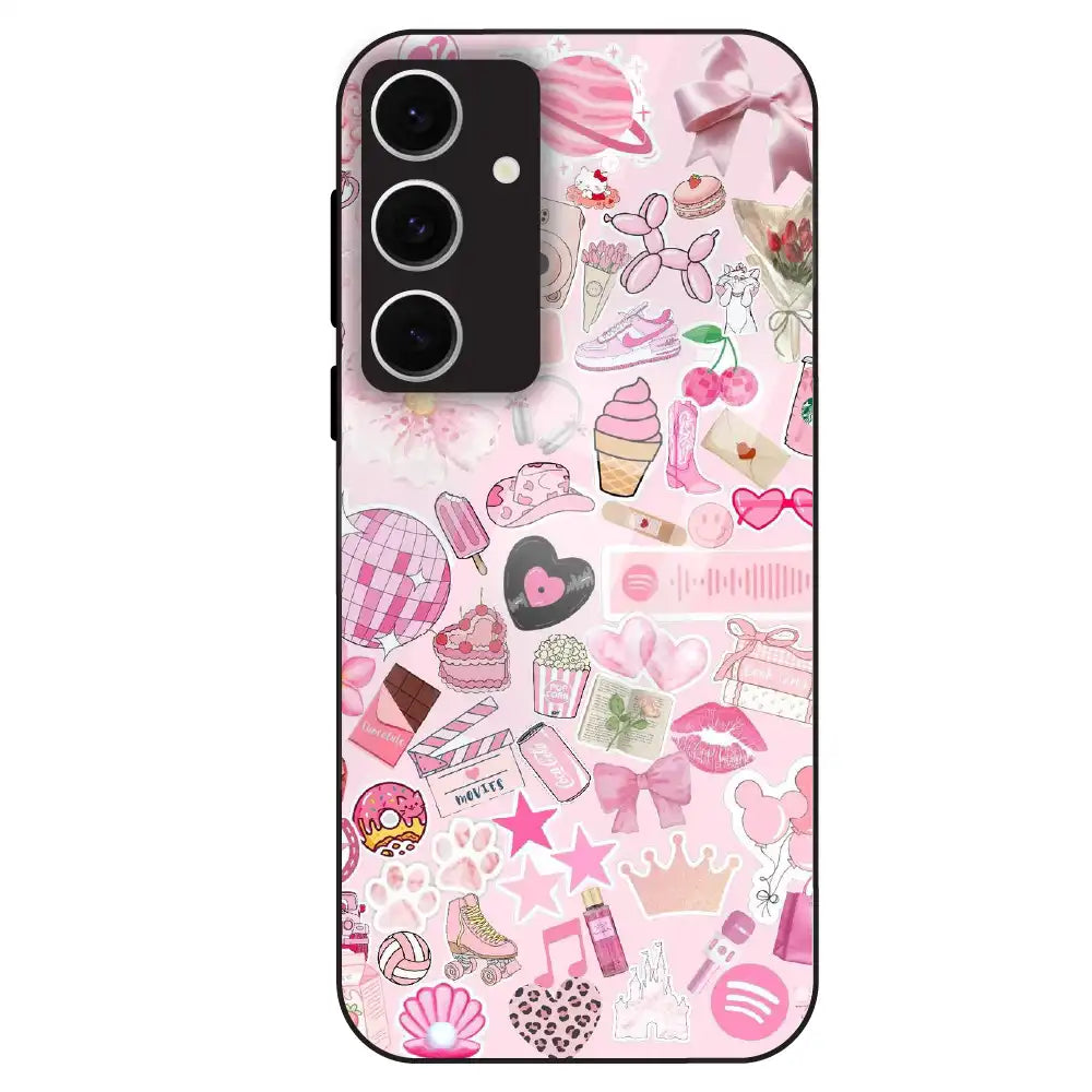 Pink Pop Aesthetic Collage - Glass Case For Samsung Galaxy S24 FE