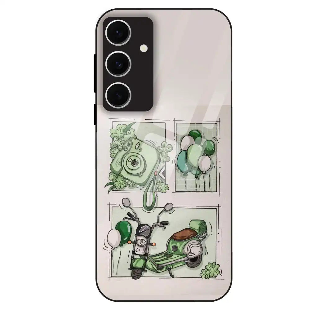 Vintage Green Sketch Aesthetic - Glass Case For Samsung Galaxy S24 FE