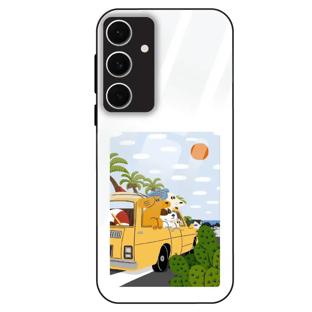 Cute Dog Travel Cartoon - Glass Case For Samsung Galaxy S24 FE