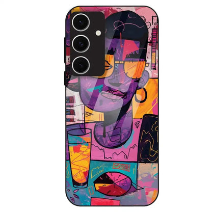 Abstract Neon Portrait - Glass Case For Samsung Galaxy S24 FE