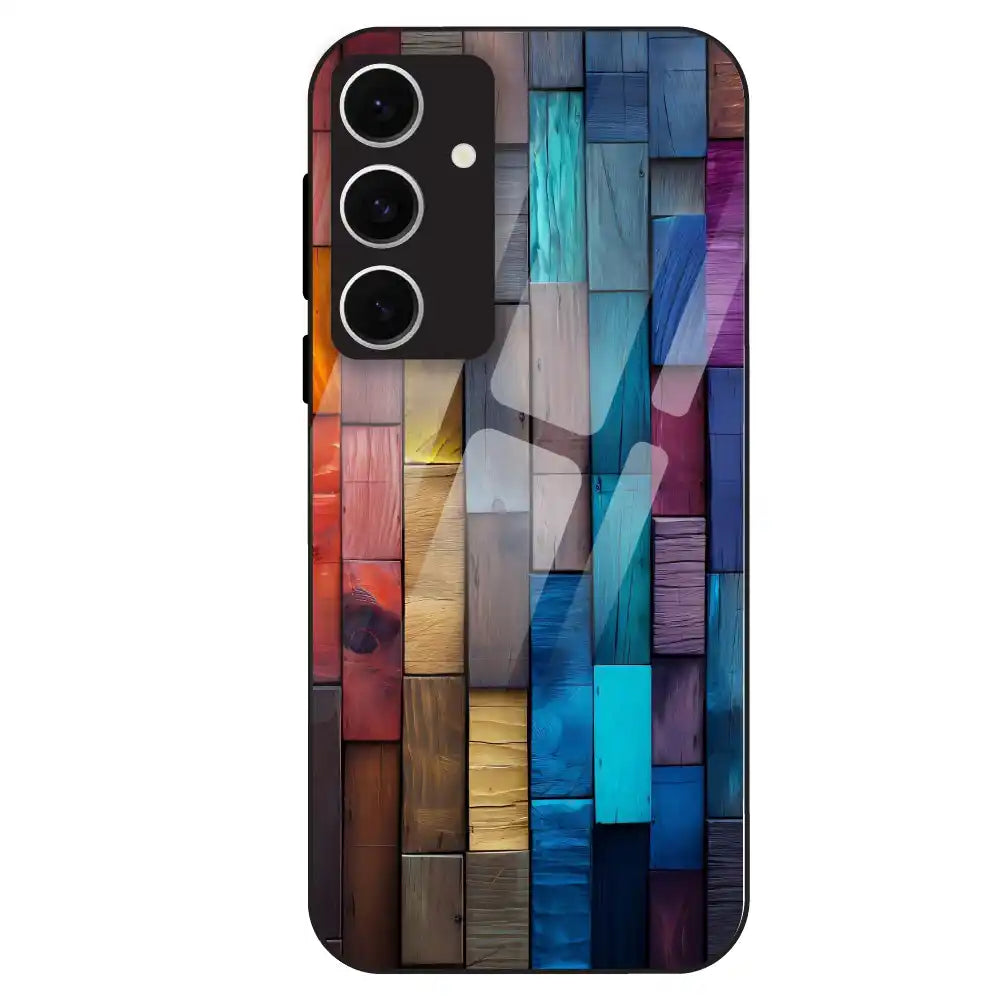 Color Block Wood Texture - Glass Case For Samsung Galaxy S24 FE