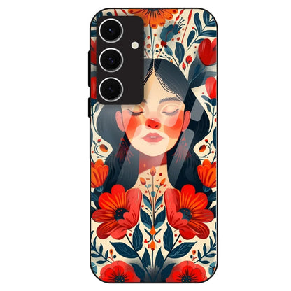 Floral Muse Portrait - Glass Case For Samsung Galaxy S24 FE