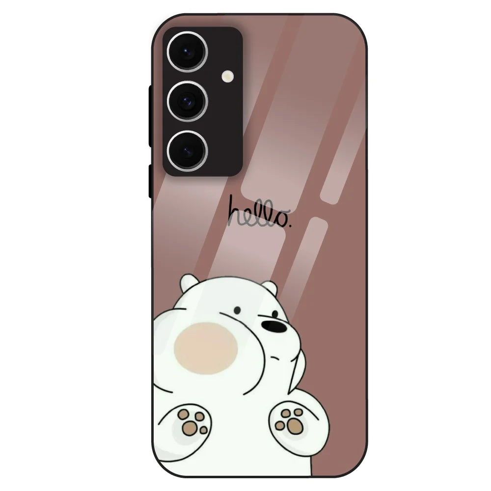 Cute Bear Minimal - Glass Case For Samsung Galaxy S24 FE