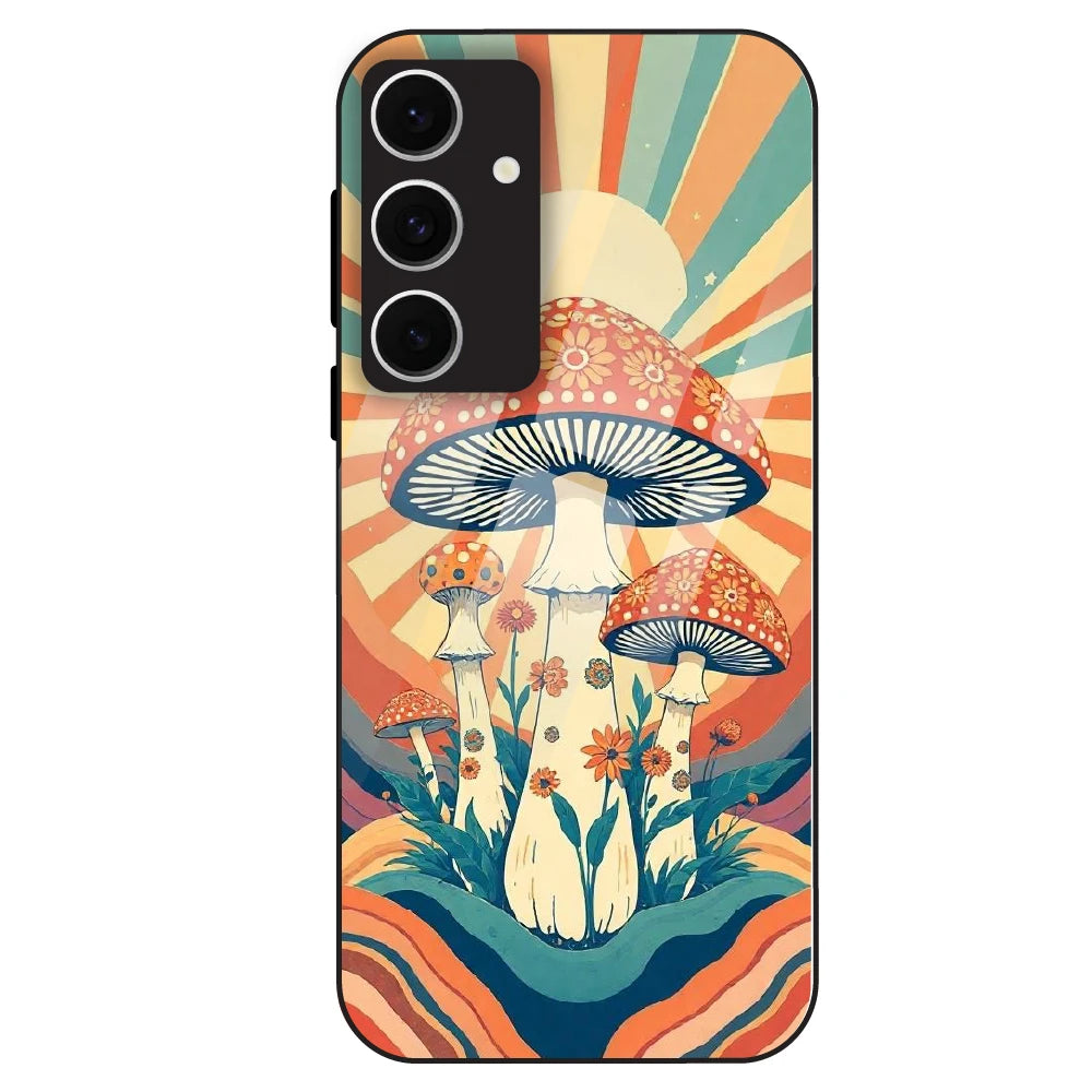 Retro Mushroom Art - Glass Case For Samsung Galaxy S24 FE